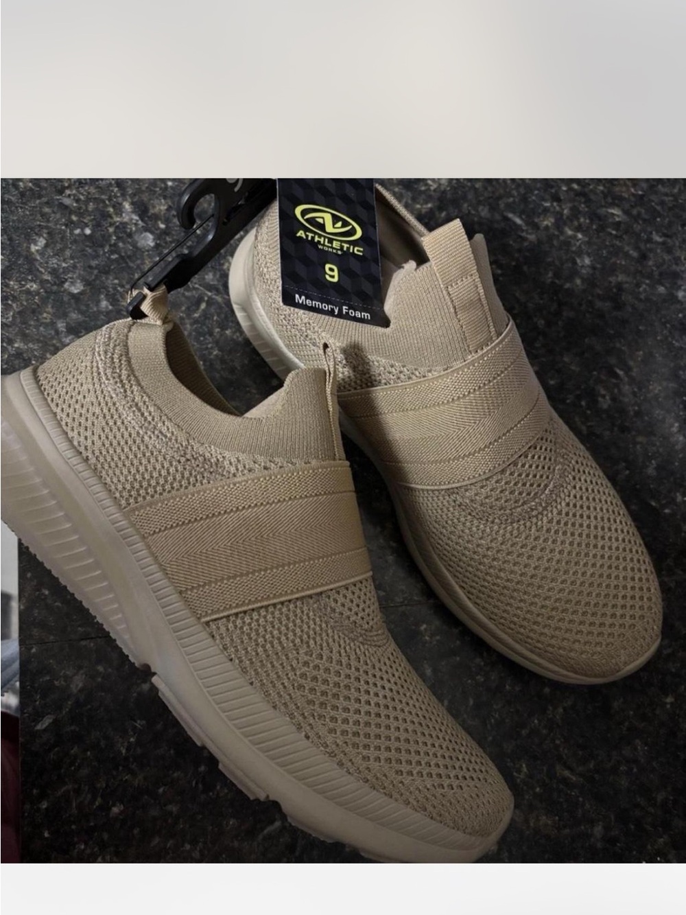 Athletic Works Men’s Knit Slip-On Sneakers - Tan